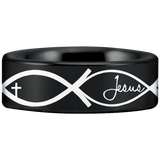 Tungsten Jesus Fish Ring