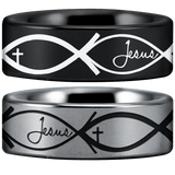 Tungsten Jesus Fish Ring