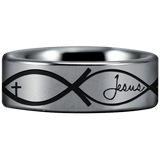 Tungsten Jesus Fish Ring