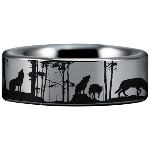 Tungsten Wolf Pack Ring