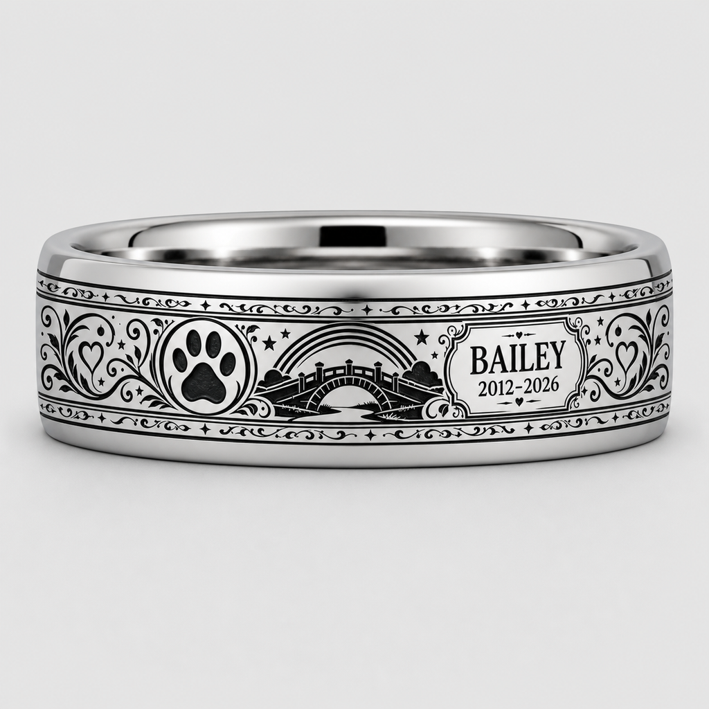 The Custom Ring Story: Rainbow Bridge Paw Print Memorial Ring