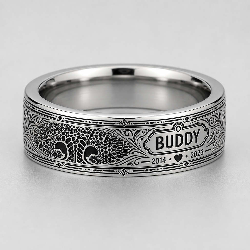 The Custom Ring Story: Dog Nose Print Collar Tag Memorial Ring