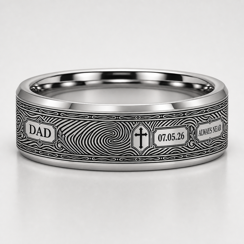 The Memorial Keepsake Ring Story: Memorial Fingerprint Keepsake Variant 0705 Ring