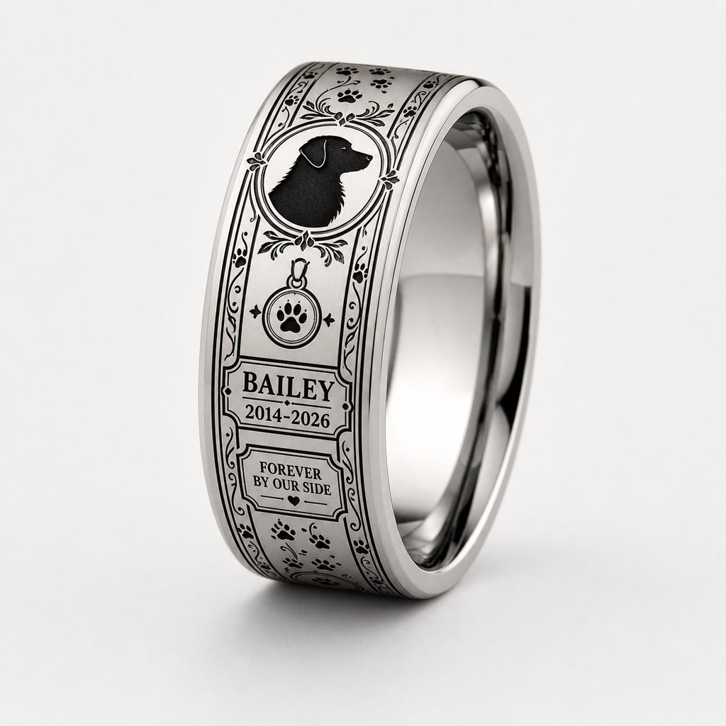 The Custom Ring Story: Pet Portrait Silhouette Paw Memorial Ring