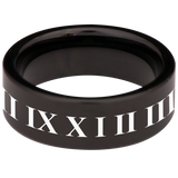 Roman Numerals Tungsten Carbide Ring
