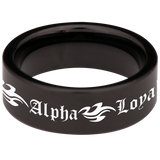 Tribal Wolf + Loyalty Faith Alpha Tungsten Carbide Ring