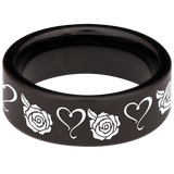 Heart Rose Tungsten Carbide Ring