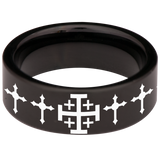 Jerusalem Cross Tungsten Carbide Ring