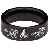 Flaming Horse Tungsten Carbide Ring