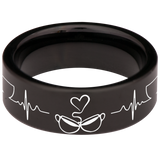 Coffee Cup (Left) Couple Tungsten Carbide Ring