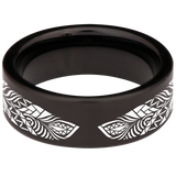 Cow Skull and Feathers Tungsten Carbide Ring