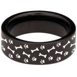 Dog Bones and Paws Tungsten Carbide Ring