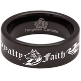 Tribal Wolf + Loyalty Faith Alpha Tungsten Carbide Ring