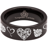 Heart Rose Tungsten Carbide Ring