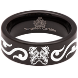 Twin Tribal Dragon Tungsten Carbide Ring