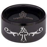 Buck Doe Cross Fish Hook Tungsten Carbide Ring