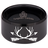 Trophy Antler and Arrows Tungsten Carbide Ring