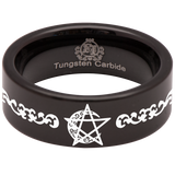 Moon Pentacle Tungsten Carbide Ring