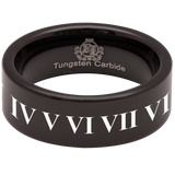Roman Numerals Tungsten Carbide Ring