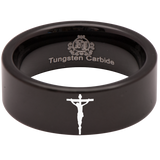 Crucifix Tungsten Carbide Ring