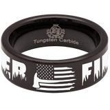 Firefighter Axe American Flag Tungsten Carbide Ring