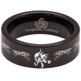 Flaming Wolf Tungsten Carbide Ring