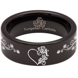 Heart Swirl Tungsten Carbide Ring