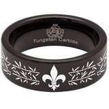 Fleur de lis Tungsten Carbide Ring