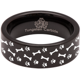 Dog Bones and Paws Tungsten Carbide Ring