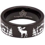 Moose Scenery Tungsten Carbide Ring