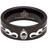 Flaming Skull Tungsten Carbide Ring