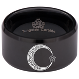 Celtic Moon and Star Tungsten Carbide Ring 12mm