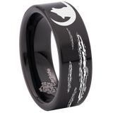 Howling Wolf on Moon Tungsten Carbide Ring