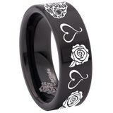 Heart Rose Tungsten Carbide Ring