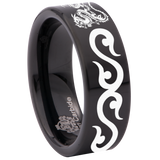 Twin Tribal Dragon Tungsten Carbide Ring