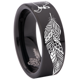Cow Skull and Feathers Tungsten Carbide Ring