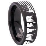 Firefighter Axe American Flag Tungsten Carbide Ring