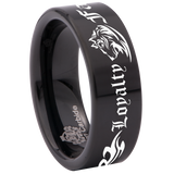 Tribal Wolf + Loyalty Faith Alpha Tungsten Carbide Ring