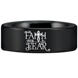 Faith Over Fear Cross Tungsten Carbide Ring