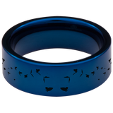 Wolf and Butterfly Tungsten Carbide Ring (Blue)