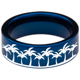 Ocean Waves Clouds and Trees Scenery Tungsten Carbide Ring