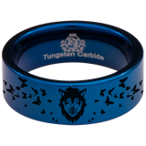 Wolf and Butterfly Tungsten Carbide Ring (Blue)