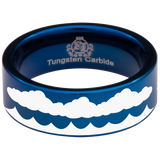 Ocean Waves Clouds and Trees Scenery Tungsten Carbide Ring