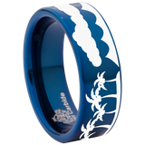 Ocean Waves Clouds and Trees Scenery Tungsten Carbide Ring