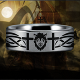 Chaplain Wolf Tungsten Carbide Ring