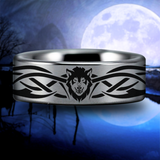 Tribal Wolf Tungsten Carbide Ring