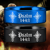 Psalm 144:1 Tungsten Carbide Ring