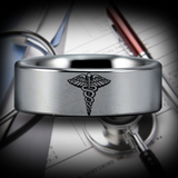 Medicine Symbol Tungsten Carbide Ring