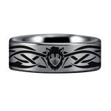 Tribal Wolf Tungsten Carbide Ring