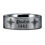 Psalm 144:1 Tungsten Carbide Ring